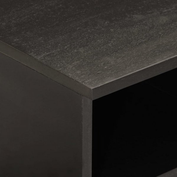 Szafka pod telewizor, czarna, 80x33x46 cm, lite drewno mango