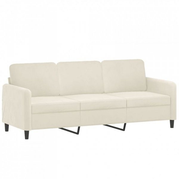 Sofa 3-osobowa, kremowy, 180 cm, tapicerowana aksamitem