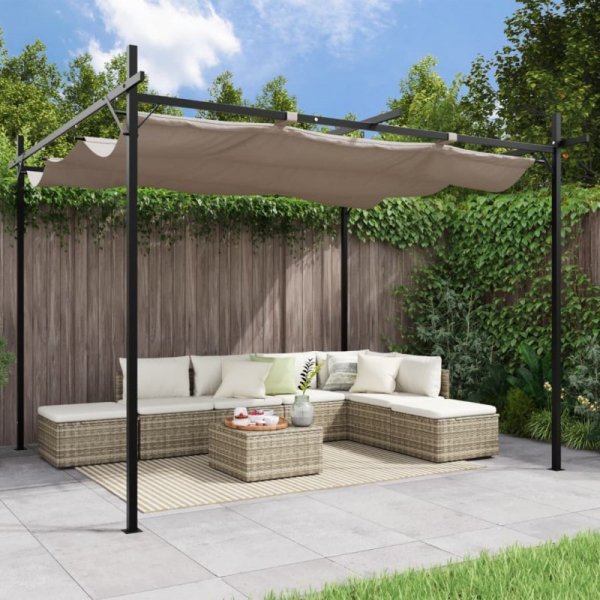 Pergola ze zwijanym dachem, taupe, 295x292x230 cm