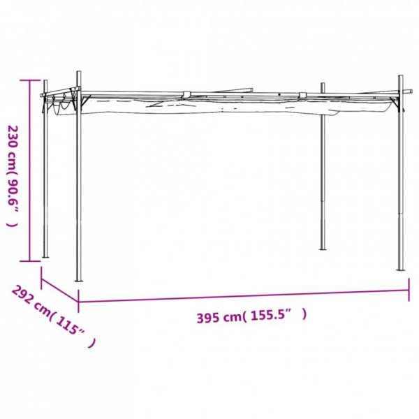 Pergola ze zwijanym dachem, kremowa, 395x292x230 cm