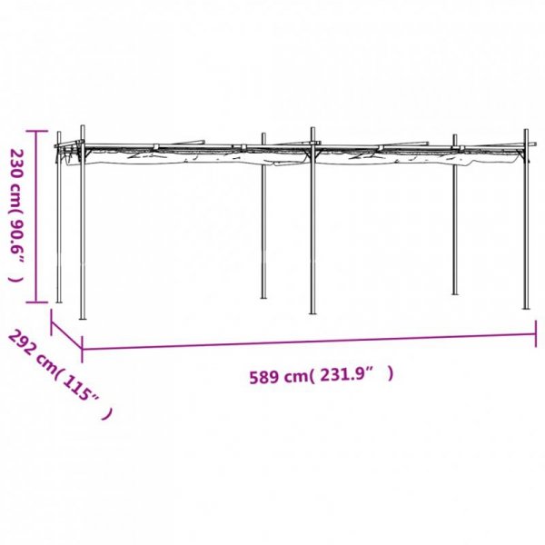 Pergola ze zwijanym dachem, taupe, 589x292x230 cm