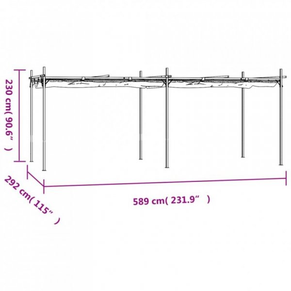 Pergola ze zwijanym dachem, antracytowa, 589x292x230 cm