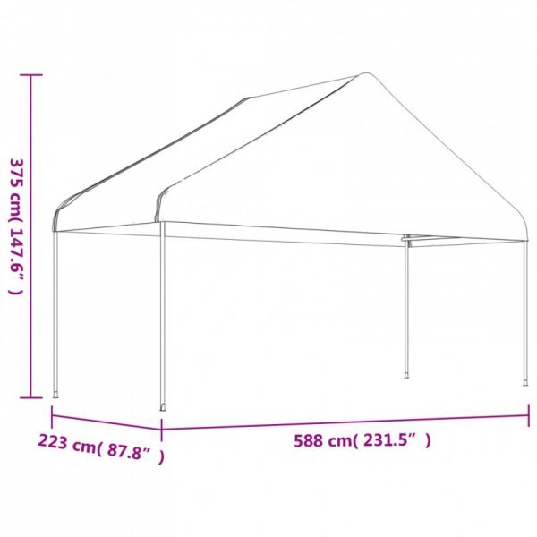 Namiot ogrodowy z dachem, biały, 5,88x2,23x3,75 m, polietylen