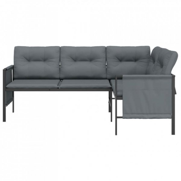 Ogrodowa sofa narożna, antracytowa, stal i textilene