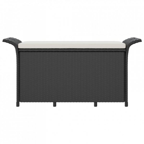 Ławka ogrodowa z poduszką, czarna, 116x46x57 cm, polirattan