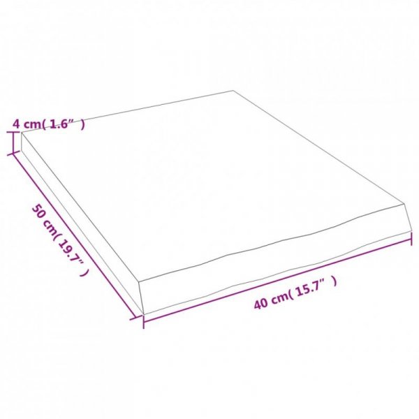 Półka, 40x50x(2-4) cm, surowe lite drewno dębowe
