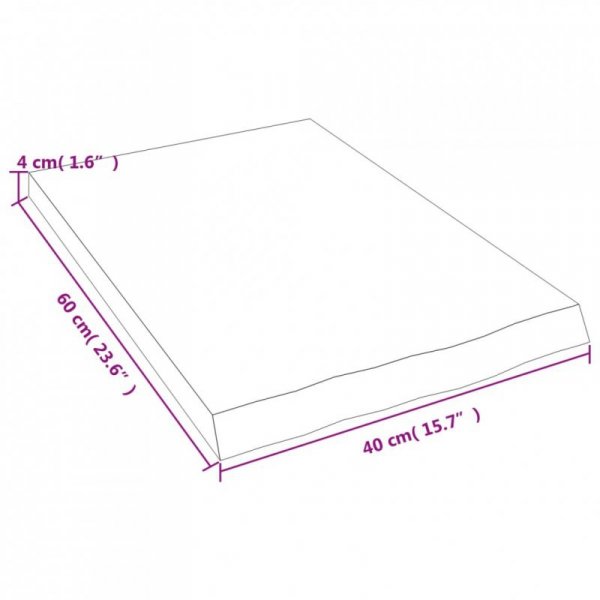 Półka, brązowa, 40x60x(2-4) cm, lakierowane lite drewno dębowe