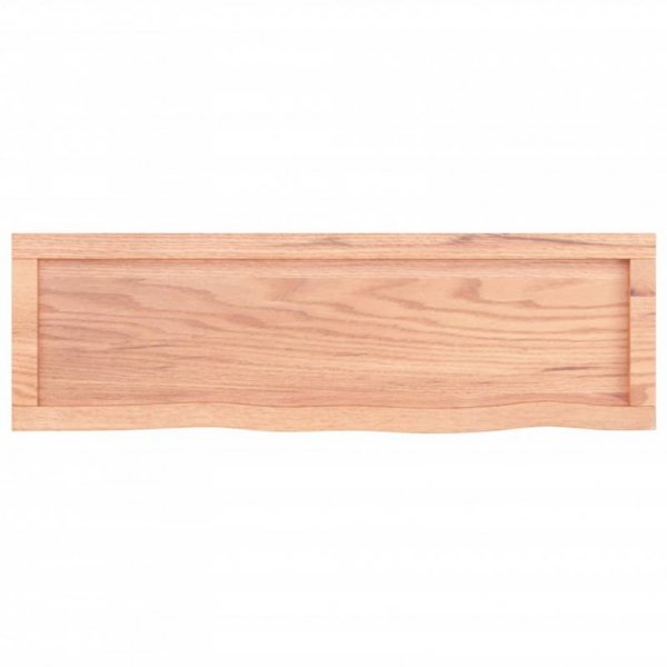 Półka, brązowa, 100x30x(2-4) cm, lakierowane lite drewno dębowe