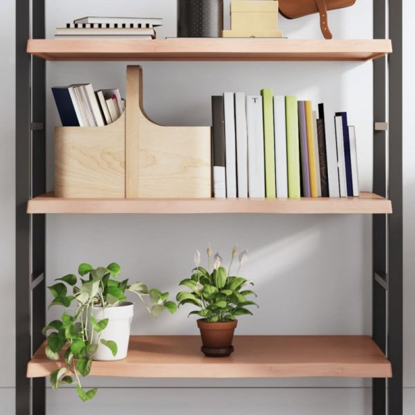 Półka, brązowa, 100x40x(2-4) cm, lakierowane lite drewno dębowe