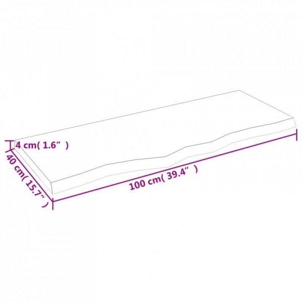 Półka, brązowa, 100x40x(2-4) cm, lakierowane lite drewno dębowe