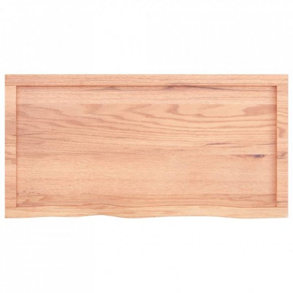 Półka, brązowa, 100x50x(2-6) cm, lakierowane lite drewno dębowe