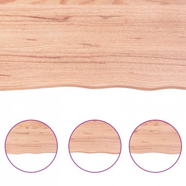 Półka, brązowa, 120x50x(2-6) cm, lakierowane lite drewno dębowe