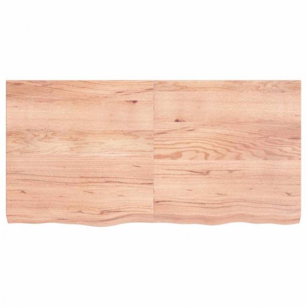Półka, brązowa, 120x60x(2-6) cm, lakierowane lite drewno dębowe