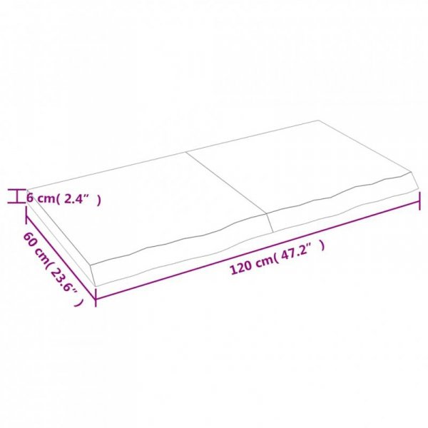 Półka, brązowa, 120x60x(2-6) cm, lakierowane lite drewno dębowe