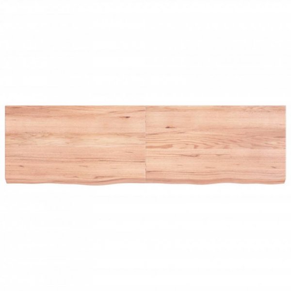 Półka, brązowa, 140x40x(2-6) cm, lakierowane lite drewno dębowe