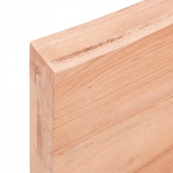 Półka, brązowa, 140x40x(2-6) cm, lakierowane lite drewno dębowe