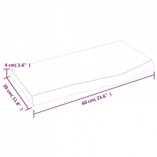 Półka, ciemnobrązowa, 60x30x(2-4) cm, wykończone drewno dębowe