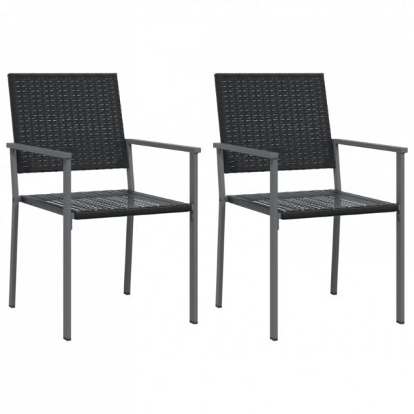 Krzesła ogrodowe, 2 szt., czarne, 54x62,5x89 cm, polirattan