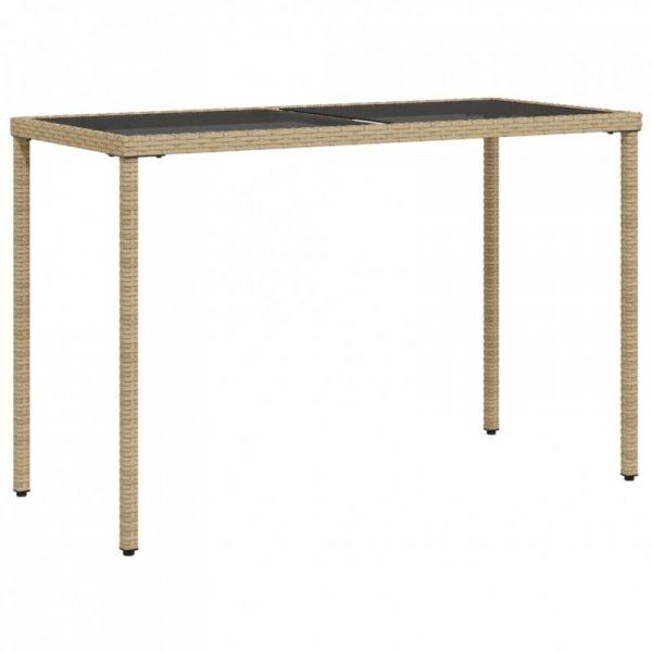 Stół ogrodowy ze szklanym blatem, beż, 115x54x74 cm, rattan PE