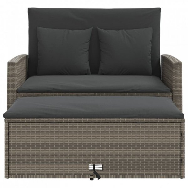 Sofa ogrodowa z poduszkami, 2-osobowa, szara, polirattan