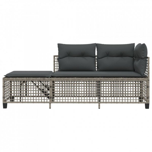 3-cz. narożna sofa ogrodowa z poduszkami, szara, polirattan