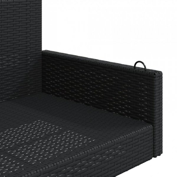 Ławka bujana, czarna, 119x56x48 cm, polirattan