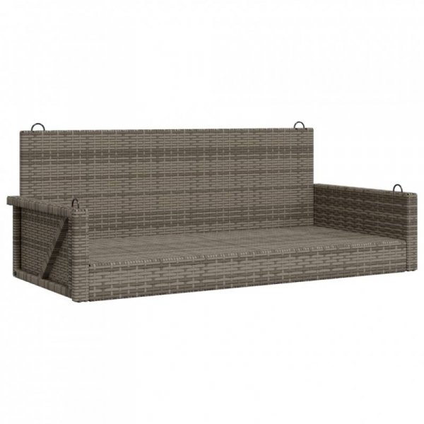 Ławka bujana, szara, 119x56x48 cm, polirattan