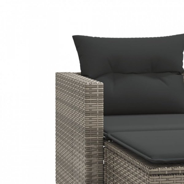2-osobowa sofa ogrodowa z podnóżkami, szara, polirattan