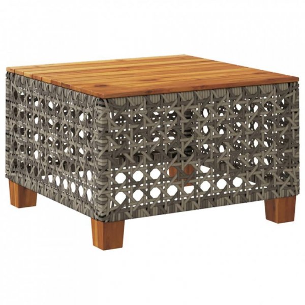 Stolik ogrodowy, szary, 55x55x36 cm rattan PE i drewno akacjowe