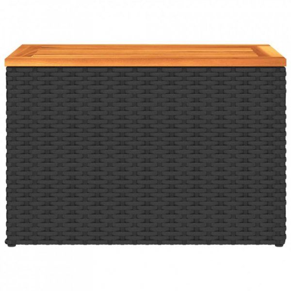 Stoliki ogrodowe, 2 szt, czarne, 55x34x37cm, rattan PE i drewno