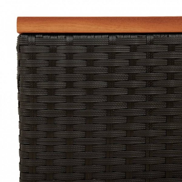 Stoliki ogrodowe, 2 szt, czarne, 55x34x37cm, rattan PE i drewno