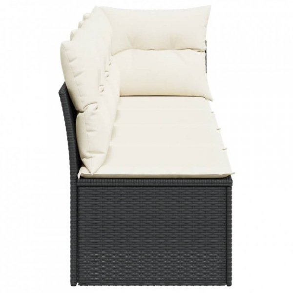 Sofa ogrodowa z poduszkami, 4-osobowa, czarna, polirattan