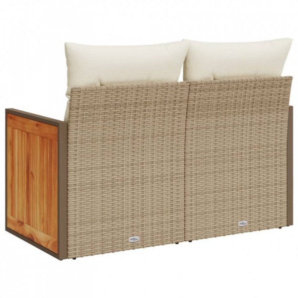 Sofa ogrodowa z poduszkami, 2-osobowa, beżowa, polirattan