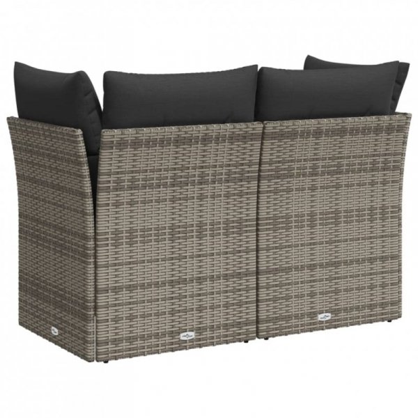 Sofa ogrodowa z poduszkami, 2-osobowa, szara, polirattan