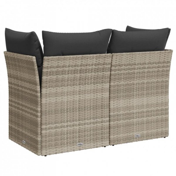 Sofa ogrodowa z poduszkami, 2-osobowa, jasnoszara, polirattan