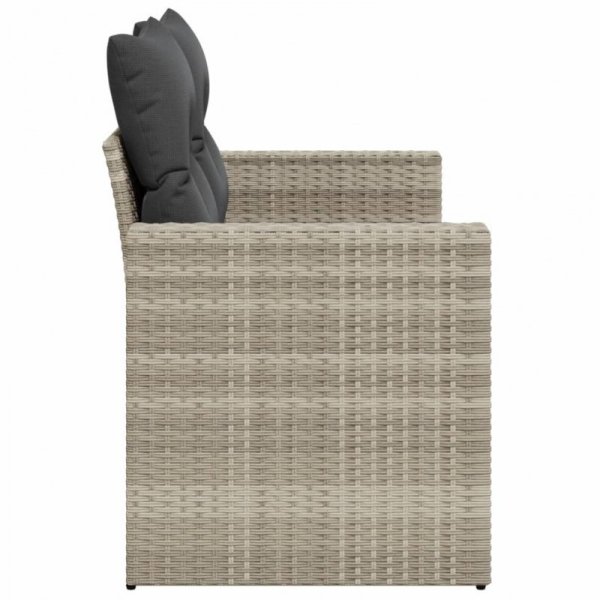Sofa ogrodowa z poduszkami, 2-osobowa, jasnoszara, polirattan
