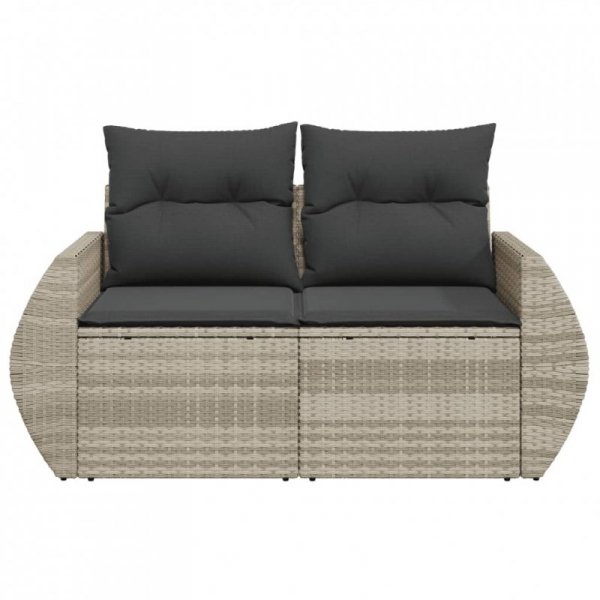 Sofa ogrodowa z poduszkami, 2-osobowa, jasnoszara, polirattan