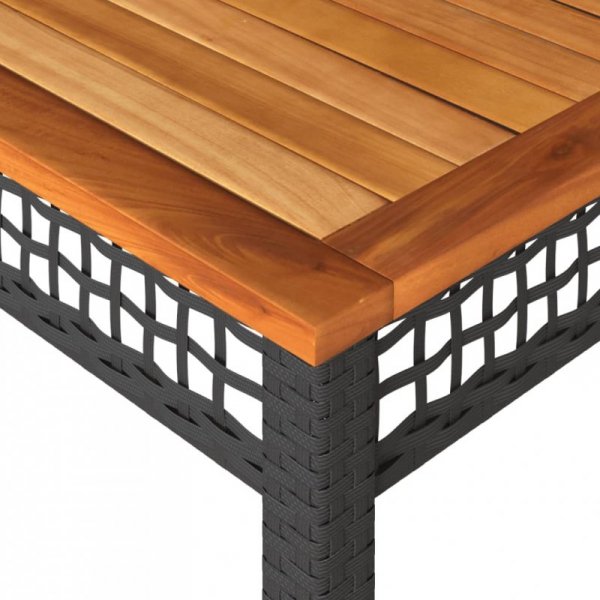 Stół ogrodowy, czarny, 140x80x75 cm, polirattan i akacja