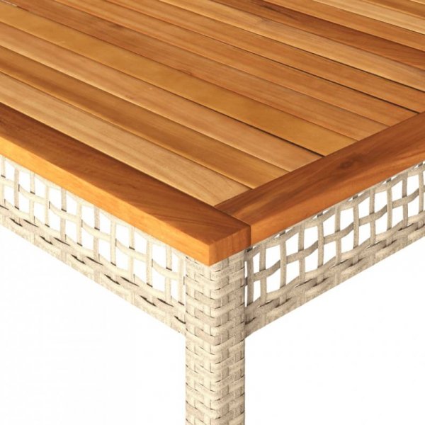 Stół ogrodowy, beżowy, 180x90x75 cm, polirattan i akacja