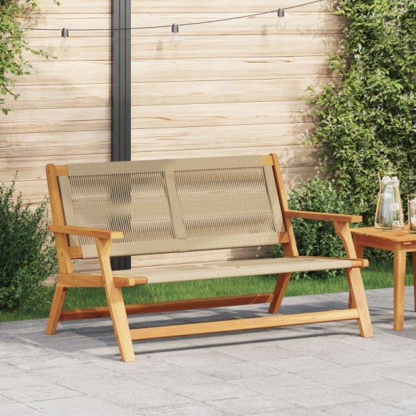 Ławka ogrodowa  Beżowa 76x122x73 cm z litego drewna akacjowego