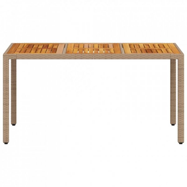 Stół ogrodowy, beżowy 150x90x75 cm, rattan PE i drewno akacjowe