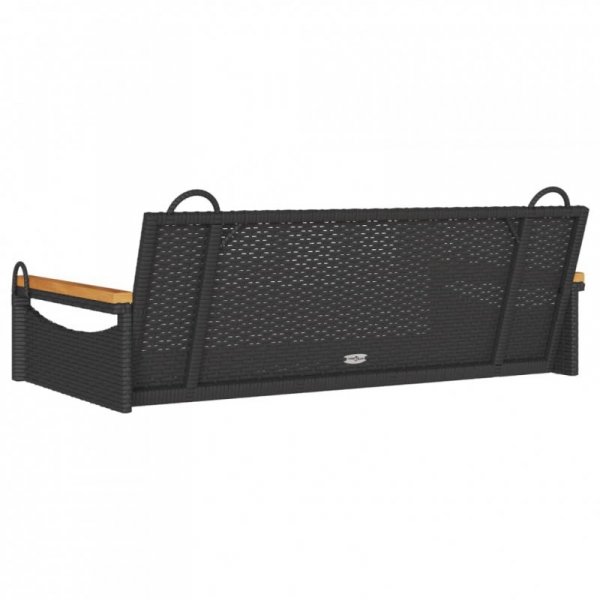 Ławka bujana, czarna, 109x62x40 cm, polirattan