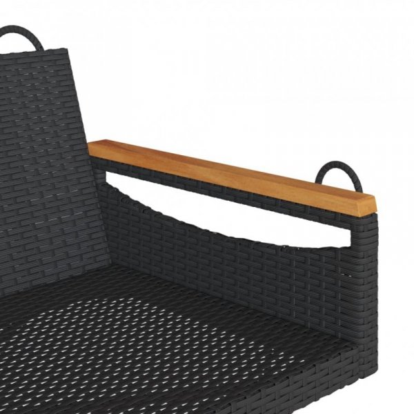 Ławka bujana, czarna, 109x62x40 cm, polirattan