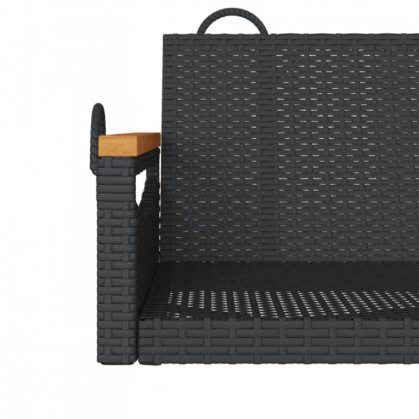 Ławka bujana, czarna, 109x62x40 cm, polirattan