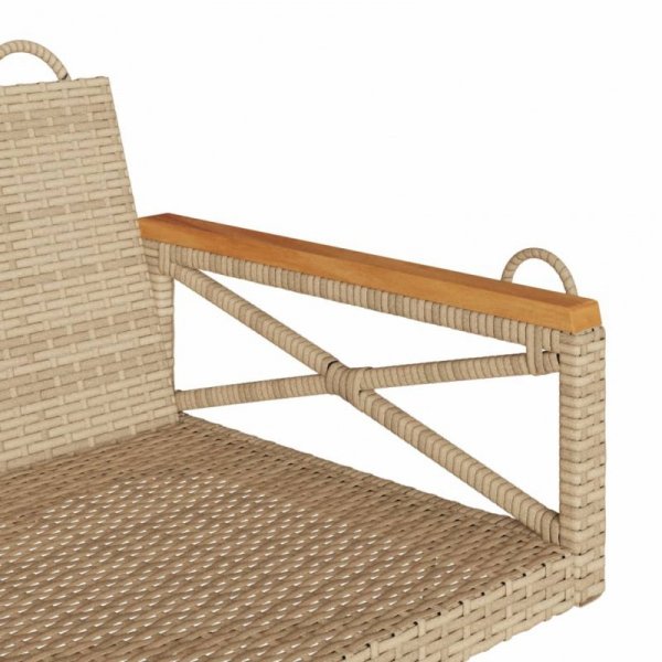 Ławka bujana, beżowa, 109x62x40 cm, polirattan