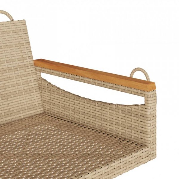 Ławka bujana, beżowa, 63x62x40 cm, polirattan
