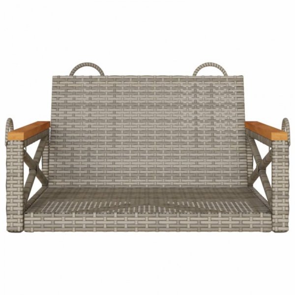Ławka bujana, szara, 63x62x40 cm, polirattan