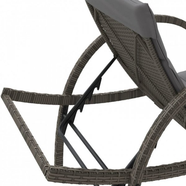 Leżak z poduszką, szary, 60x199x42 cm, polirattan