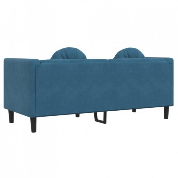 Sofa 2-osobowa z poduszkami, niebieska, aksamit