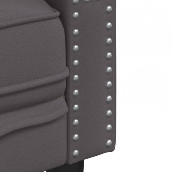 Fotel Chesterfield, szary, tapicerowany sztuczną skórą
